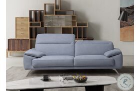 Swing Maya Light Blue Leather Sofa with Adjustable Headrest
