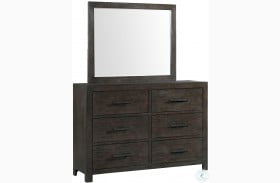 Holland Dark Walnut 6 Drawer Dresser With Mirror