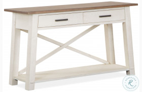 Sedley Distressed Chalk White And Weathered Driftwood Rectangular Sofa Table