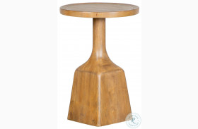 Lindon Belgian Wheat Round Pedestal Accent End Table