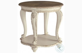 Realyn White And Brown Round End Table