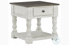 Havalance White And Grey Square End Table