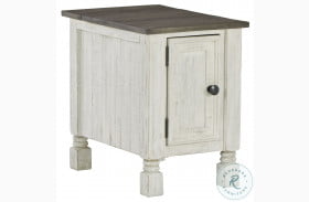 Havalance White And Grey Chairside Table