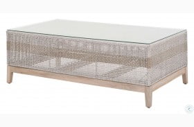 Tapestry Taupe White Flat Rope And Gray Teak Outdoor Coffee Table
