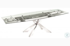 Icon Clear And High Polished Stainless Steel Extendable Dining Table