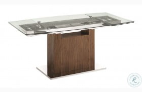 Olivia Clear Glass And Walnut Extendable Dining Table