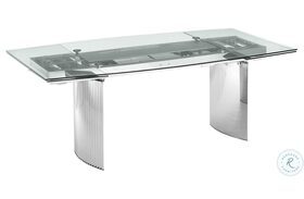 Allegra Clear And High Polished Stainless Steel Extendable Dining Table