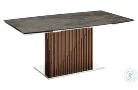 Moon Dark Brown Marbled And Walnut Extendable Dining Table