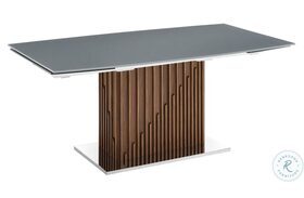 Moon Grey And High Polished Stainless Steel Extendable Dining Table