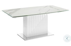 Moon White Marble On Glass Extendable Dining Table