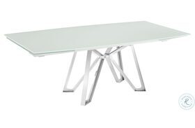 Dcota White And High Polished Stainless Steel Extendable Dining Table