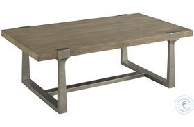 Timber Forge Rubbed Light Brown And Aged Natural Silver Rectangular Coffee Table