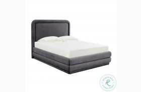 Briella Dark Grey Velvet Queen Upholstered Panel Bed