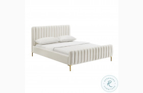 Angela Cream Queen Upholstered Panel Bed
