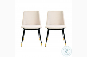 Evora Cream Velvet and Gold Chair Set of 2