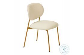 McKenzie Cream Vegan Leather Golden Leg Stackable Dining Chair Set of 2