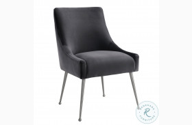 Beatrix Grey Velvet Side Chair with Silver Base