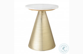 Tempo Marble Gold and White Side Table