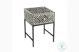 Noire Bone Inlay White And Black Side Table