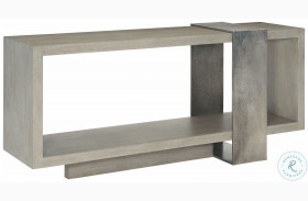 Linea Cerused Greige And Textured Graphite Metal Console Table