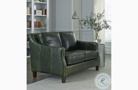 Miles Green Leather Loveseat