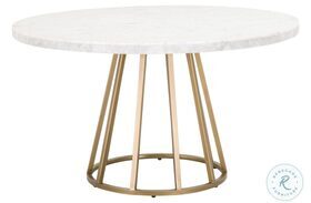 Turino White And Brushed Gold 54" Round Dining Table