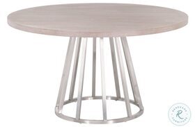 Turino Natural Gray And Brushed Stainless Steel 54" Round Dining Table