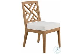 Coastal Living Chesapeake Canvas Natural Fret Back Outdoor Side Chair