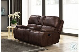 Brookings Brown Dual Reclining Console Loveseat
