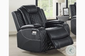 Orion Black Glider Recliner With Power Headrest And Footrest