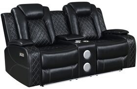 Orion Black Reclining Console Loveseat