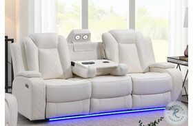 Orion White Power Reclining Sofa With Power Footrest And Headrest