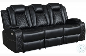 Orion Black Power Reclining Sofa With Power Headrest And Footrest