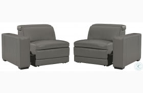 Texline Gray Power Reclining RAF and LAF Chairs with Arms