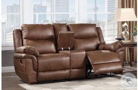 Ryland Brown Dual Reclining Console Loveseat
