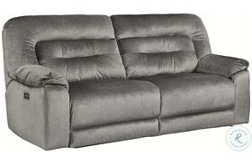 Low Key Charcoal Power Reclining Sofa with Power Headrest
