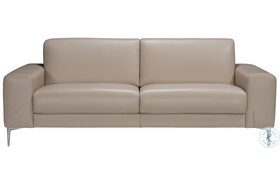 Victoria Sabbia Leather Sofa with Adjustable Headrest
