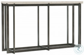 Hathaway White Travertine Stone And Bronze Metal Console Table