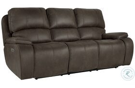 Brookings Brown Power Reclining Sofa Power Headrest And Footrest