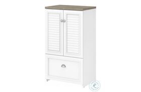 Fairview Pure White and Shiplap Gray 2 Door Storage Cabinet with File Drawer