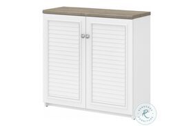 Fairview Pure White and Shiplap Gray Door and Shelves Small Storage Cabinet