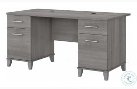 Somerset Platinum Gray 60" Office Desk With Drawers