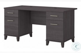 Somerset Storm Gray 60" Office Desk With Drawers