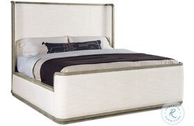 Linville Falls Beige And Soft Smoked Gray Boones Upholstered Shelter Bed