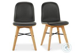 Napoli Black Leather Dining Chair Set of 2