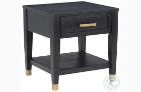 Yves Rubbed Charcoal And Gold End Table