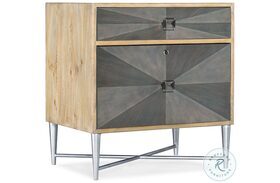 Melange Light Wood And Silver Metal Zulu Lateral File Cabinet