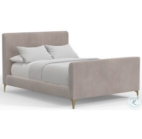 Zaldy Light Gray with Gold Full Upholstered Platform Bed