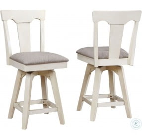 Choices Antique White Panel Back Counter Stool with Padded Seat