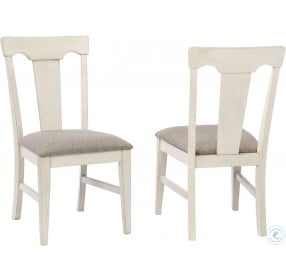 Choices Antique White Panel Back Side Chair with Padded Seat Set of 2